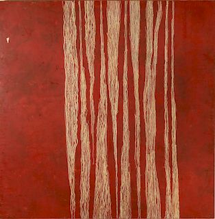 Debra Ramsay "Bamboo Variation with Red" Encaustic