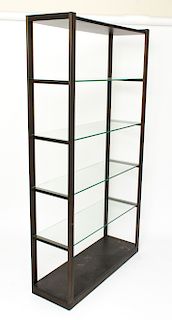 Modernist Metal Etagere with Glass Shelves