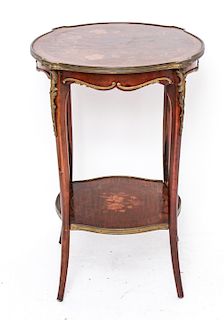 French Marquetry Floral Inlay Side Table