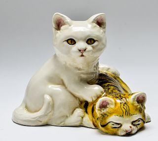 "Cuddling Kittens" Ceramic Studio Art Sculpture