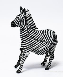 South African Modern Beaded Zebra Figure Sculpture