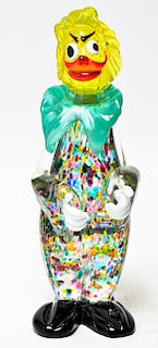 Murano Art Glass Colorful Clown Figure Sculpture