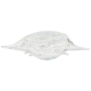 L. Zauetts Murano Colorless Glass Conch Shell Bowl