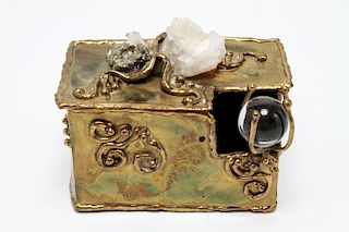 Brazilian Brass & Rock Crystal Jewelry Box