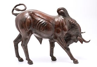 Leather Clad Brahma Bull Sculpture