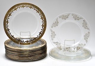 Glass & Silver Overlay Chargers / Place Plates, 16