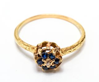 Yellow Gold Diamond & Sapphires Ring