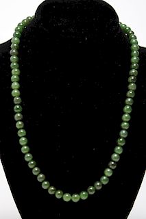 Jade Bead Necklace with 14K Gold-Filled Clasp