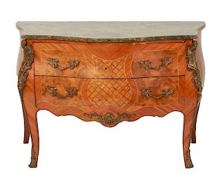 French Louis XV Style Commode w Marble Top