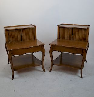 Pair of Tambour Provincial Step Tables