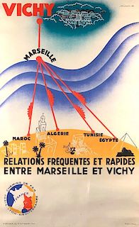 Robert Falcucci ( French 1900-1989)Relations Frequentes et Rapides Entre Marseille et Vichy