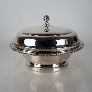 Silver Plate Covered Serving Bowl w/ Liner