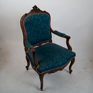 Antique Louis XV Carved Walnut Arm Chair