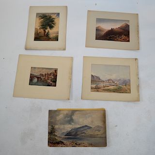 Group of Five 19th C. Continental Watercolors