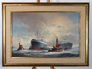 Melvin MILLER, JR.: Tug Boats - Oil on Canvas