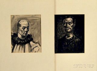 Johann Robert Schürch (Swiss, 1895-1941)      Two Works: Portrait of a Clown
