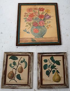Three Still Lifes - Fruit, Flowers