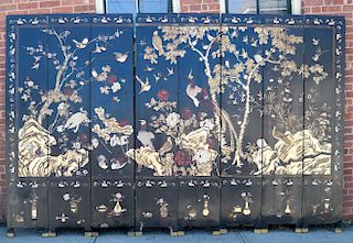 19th Century Chinese 8-Panel Floor Screen