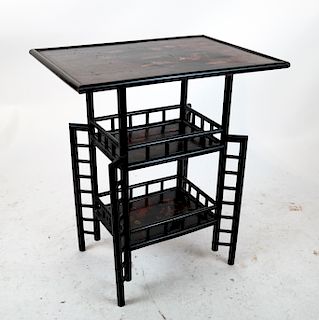 Antique Japanese Decorated Three-Tier Table