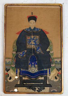Portrait of Chinese Emperor - Framed Scroll - W/C
