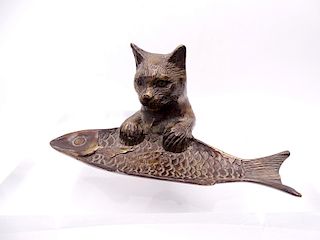 FIGURAL CAT & FISH PIN TRAY 