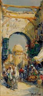 Arthur Vidal Diehl (American, 1870-1929)      Middle East Market Scene.