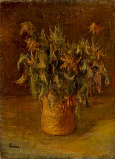 Fiorenzo Tomea (Zoppè di Cadore 1910-Milano 1960)  - Vase with flowers, (1938)