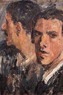 Luigi Montanarini (Firenze 1906-Roma  1998)  - Self-portrait with a profile head, 1929