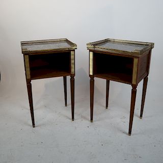 Pair French Louis XVI-Style Stands with Marble