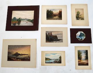 Eight 19th C. Continental Watercolors