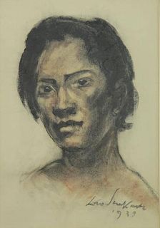 Illegibly Signed 1939 Pastel Portrait of a Woman.
