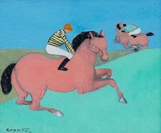 Giuseppe Cesetti (Tuscania 1902-Tuscania 1990)  - Horses at full gallop