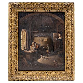 AFTER DAVID TENIERS "THE YOUNG". THE NOTARY. NETHERLANDS, EARLY 19TH CENTURY. Oil on canvas. 16.5 x 13 in