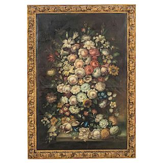 BOUQUET OF FLOWERS. LATE 19TH CENTURY. DUTCH School. Oil on canvas. 58 x 38.5 in