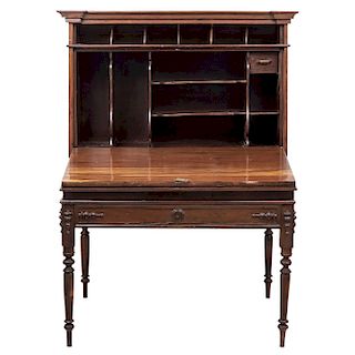 DESK-SECRÉTAIRE. MEXICO, LATE 19TH CENTURY. Mahogany wood. 68 x 50 x 78 in