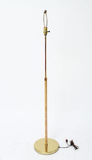 Paavo Tynell Brass & Rattan Adjustable Floor Lamp