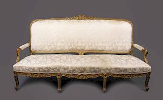 Louis XV Style Parcel Gilt Decorated Settee
