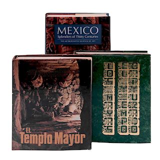 LOTE DE LIBROS PREHISPÁNICOS. a) Los Mayas el Templo Capturado. b) El Templo Mayor. c) Mexico, Splendors of Thirty Centuries. Pzs: 3.