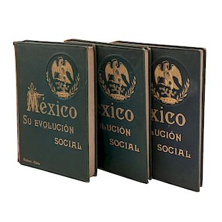 LOTE DE LIBROS: México su Evolución Social. Sierra, Justo. méxico: J. Ballescá y Compañía, Sucesor, Editor, 1900 - 1901. Piezas: 3.