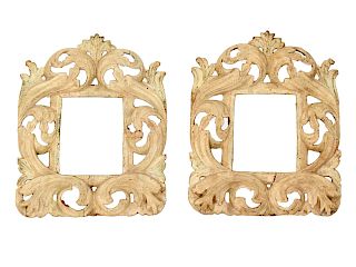 A Pair of Italian Baroque Style Painted Wood Frames
Height 11 3/4 x 9 1/2 inches.