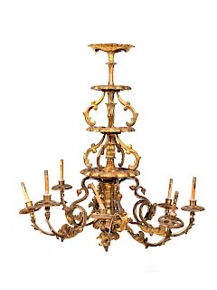An Austrian Carved Giltwood Eight-Light Chandelier
Height 35 x diameter 33 inches.