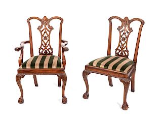 A Set of Ten George III Style Mahogany Dining Chairs 
Height 40 inches.