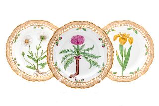 A Group of Three Royal Copenhagen Flora Danica Luncheon Plates
Diameter 10 inches.
