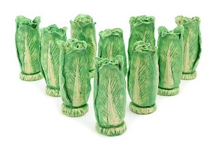 A Set of Ten Dodie Thayer Lettuceware Standing Salt and Pepper Shakers 
Height 4 7/8 inches.