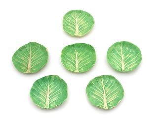 A Set of Six Dodie Thayer Lettuceware Butter Pats 
Diameter 3 1/4 inches.