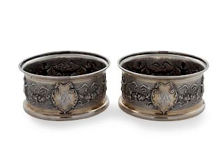A Pair of German .800 Silver Wine Coaster
Diameter 5 inches.