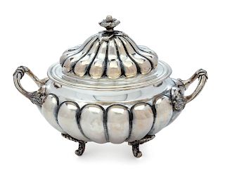 A Continental Silver Tureen
Height 8 1/2 x length 11 inches.