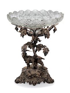 A Victorian Silverplate and Cut Glass Centerpiece
Height overall 12 1/2 inches.