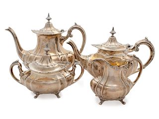 An American Silver Four Piece Tea and Coffee Service
Height of coffee pot 9 inches.