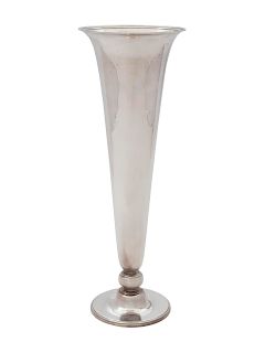 An American Silver Trumpet Vase
Height 12 x diameter 4 1/4 inches.